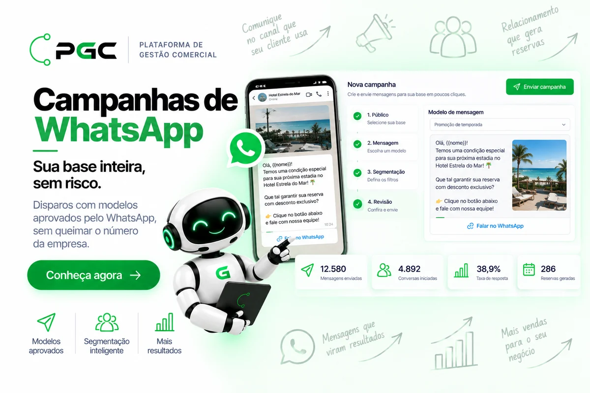 Sua base inteira, sem risco — Campanhas de WhatsApp na plataforma PGC