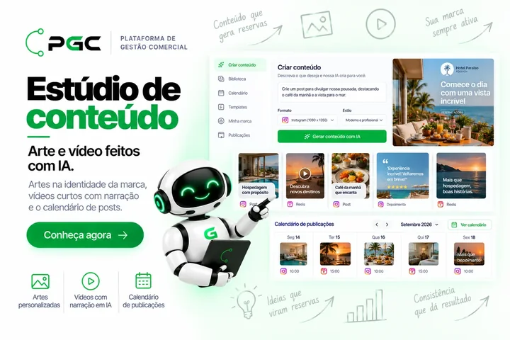 Tela do módulo Estúdio de conteúdo da PGC
