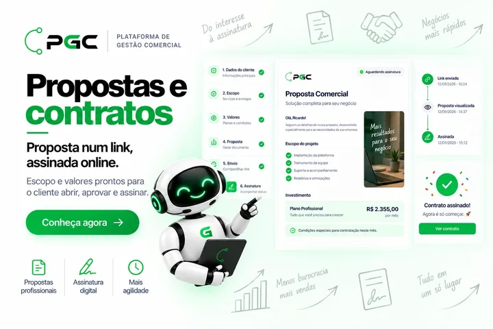 Tela do módulo Propostas e contratos da PGC